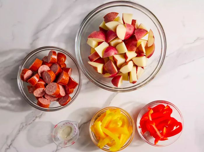 Ingredients for Kielbasa with Peppers and Potatoes