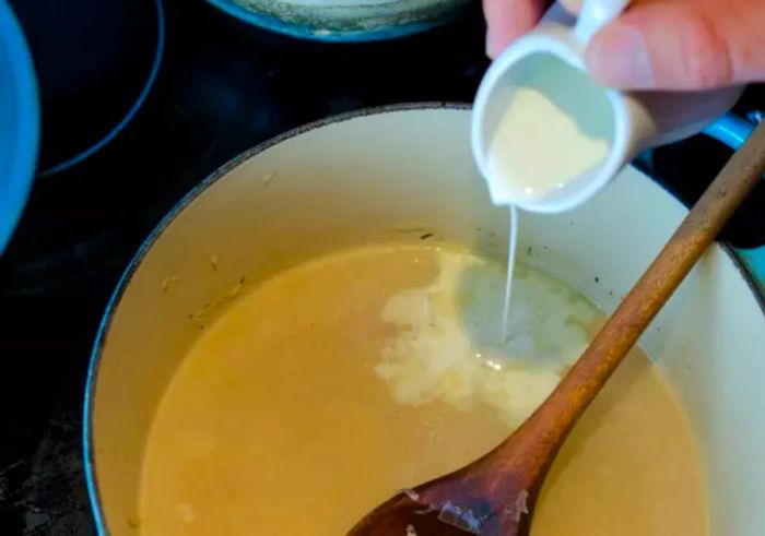 Adding Cream to the Mussels