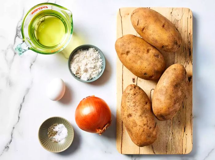 ingredients ready for preparing potato pancakes