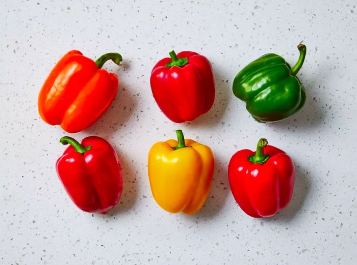 Ingredients for making roasted peppers