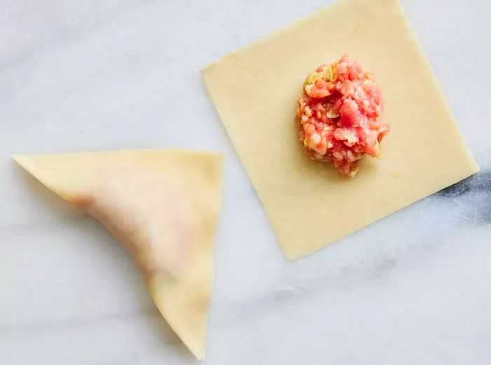 Edges gently pressed together to securely seal the filling inside.