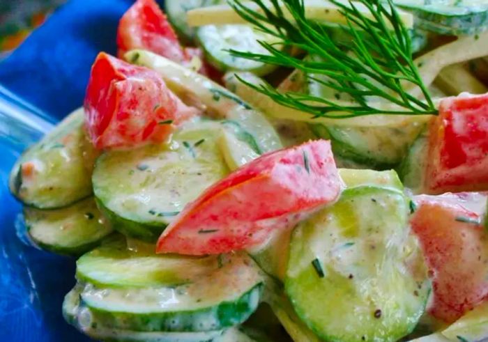 Creamy Cucumber Tomato Salad
