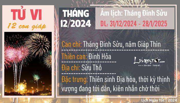 Tổng quan tử vi tháng 12/2024 âm lịch của 12 con giáp