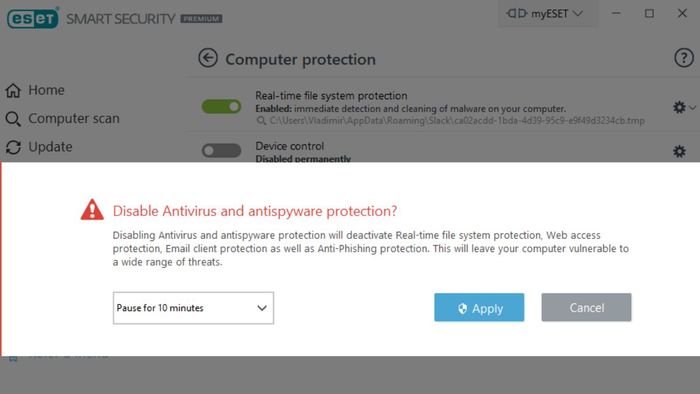 Cách khắc phục lỗi 0x80070643 - Tạm thời tắt phần mềm diệt virus