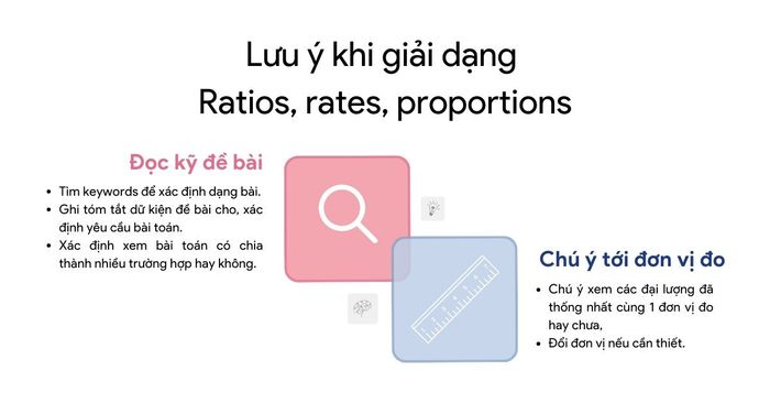 Những lưu ý khi giải bài tập về Ratios, rates, proportions