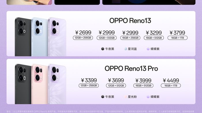 Giá của dòng Reno13