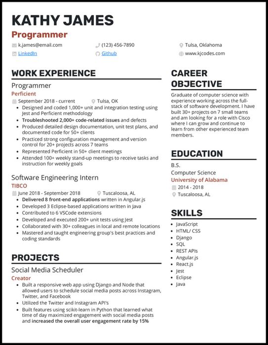 Mẫu CV IT bằng tiếng Anh 2