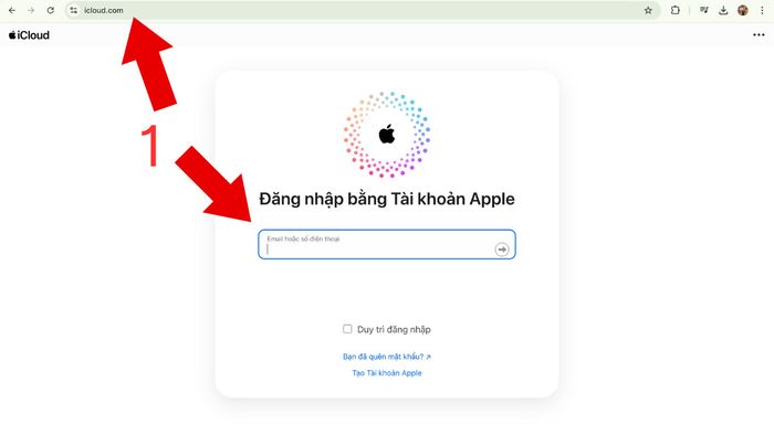Đăng nhập vào tài khoản iCloud của bạn