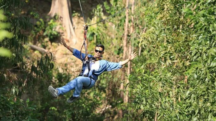 Du khách thử thách với đường trượt Zipline Canopy tại Kong Forest