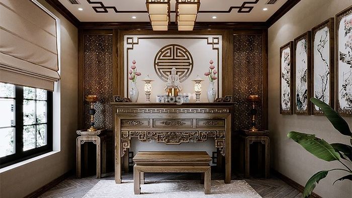 Phòng thờ là không gian thể hiện sự tôn kính và thành tâm của gia chủ đối với các bậc tiền nhân và thần linh.