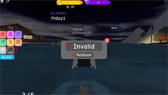 Hướng dẫn nhập mã code trong Ice Fishing Simulator