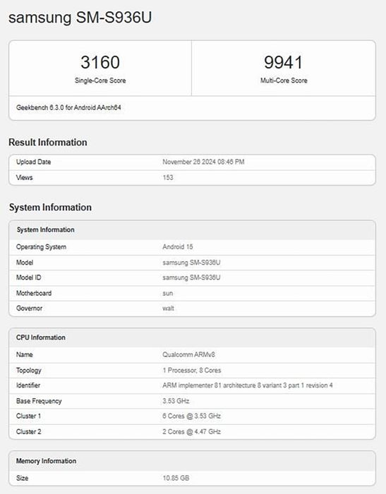 Galaxy S25 Plus đã lộ diện trên Geekbench