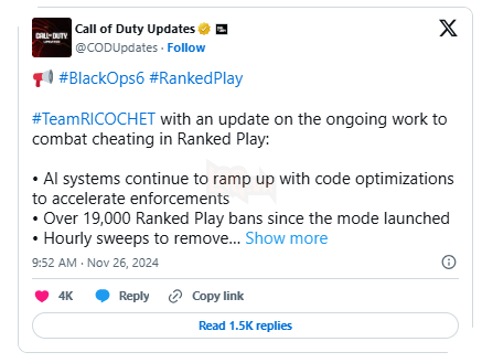 Activision đã xóa sổ hơn 19.000 tài khoản gian lận trong Black Ops 6