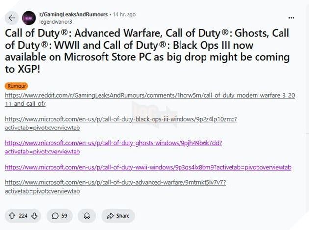 Tin đồn: Một số phần game Call of Duty khác có thể sẽ sớm xuất hiện trên Xbox Game Pass 2