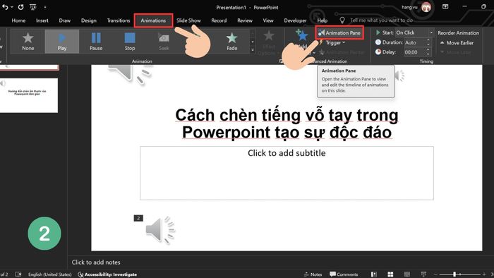 Cách tắt tiếng vỗ tay trong PowerPoint - Bước 2