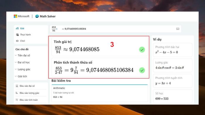 Hướng dẫn sử dụng Microsoft Math Solver – Bước 3