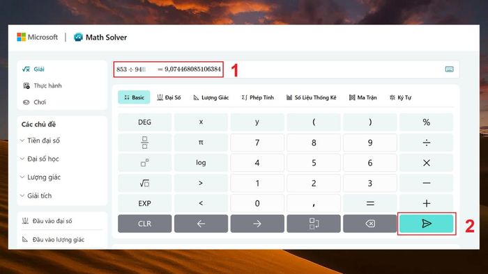 Hướng dẫn sử dụng Microsoft Math Solver – Bước 2