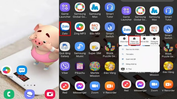 Cách thêm biểu tượng Zalo vào màn hình chính trên điện thoại Android