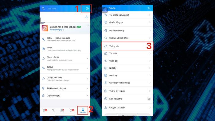 Hướng dẫn thay đổi âm thanh thông báo Zalo cho tin nhắn - Bước 1
