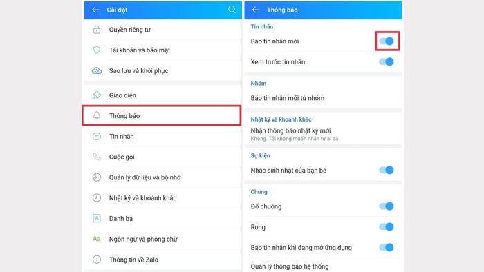 Hướng dẫn thay đổi âm thanh thông báo Zalo trên điện thoại - Bước 1