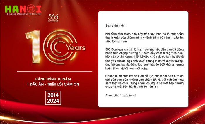 10 năm là một hành trình dài và 360 cảm ơn bạn đã luôn đồng hành và tin chọn