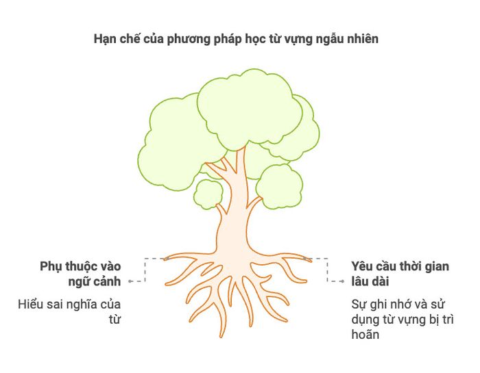 Mặc dù phương pháp học từ vựng ngẫu nhiên rất hiệu quả, nhưng nó có nhược điểm là yêu cầu thời gian lâu dài và cần một môi trường ngôn ngữ phong phú để đạt được kết quả tối ưu.