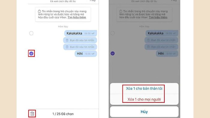 Hướng dẫn xóa tin nhắn trước khi rời nhóm Viber - bước 3