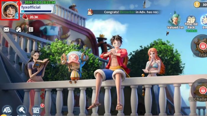 Hướng dẫn nhập mã code Pirate King Legend - bước 1