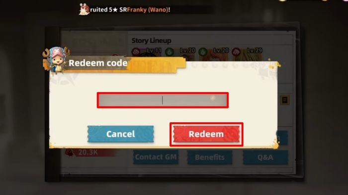 Hướng dẫn nhập mã code Pirate King Legend - bước 3