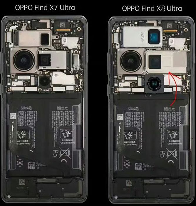 So sánh thiết kế nội thất của OPPO Find X8 Ultra và Find X7 Ultra