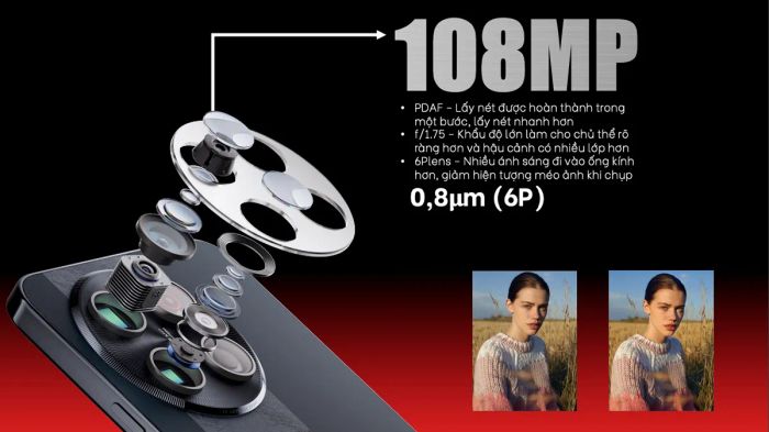 Chiếc điện thoại này được trang bị camera chính 108MP chất lượng cao