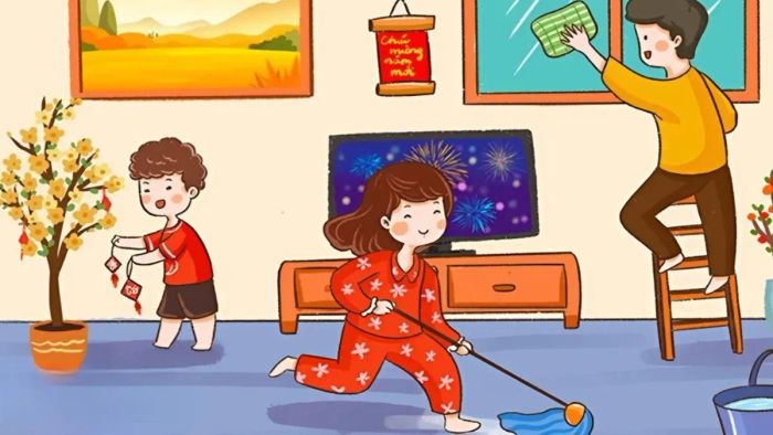 Dọn dẹp nhà cửa là công việc không thể thiếu vào ngày 28 Tết.