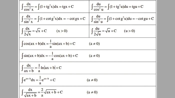 Integral formulas