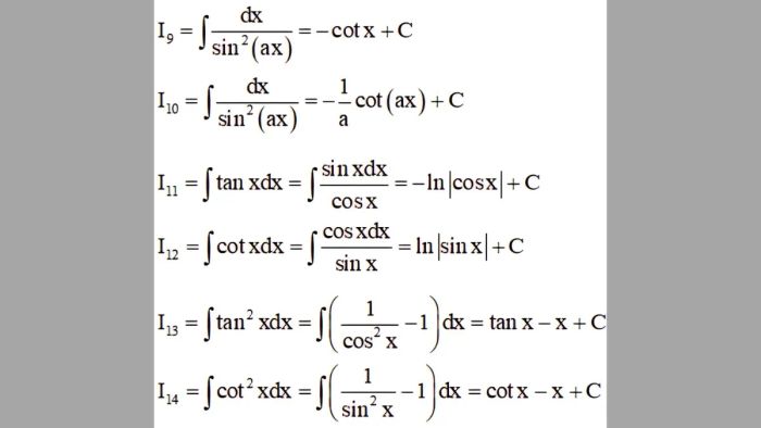 Integral formulas
