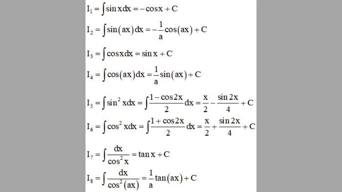 Integral formulas