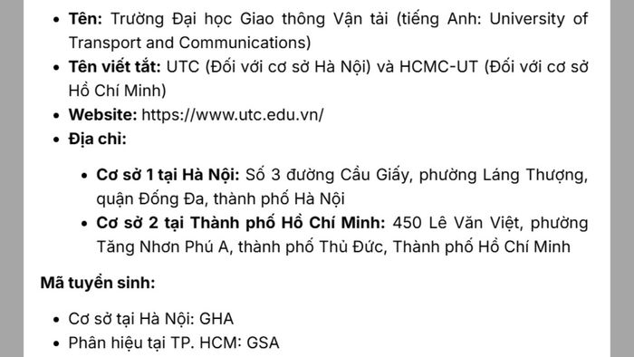 học phí đại học giao thông vận tải