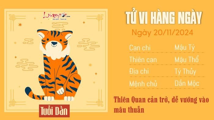 Tử vi ngày 20/11/2024 của tuổi Dần