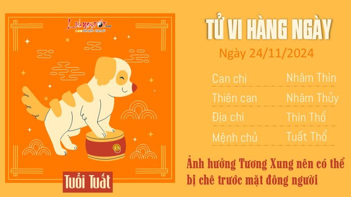 Dự báo tử vi ngày 24/11/2024 cho tuổi Tuất