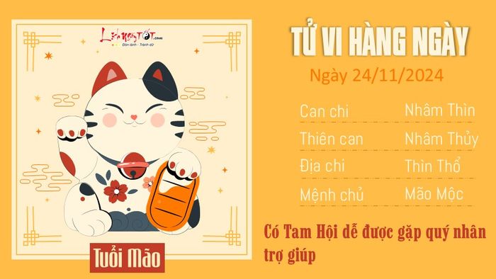 Tử vi hàng ngày 24/11/2024 của 12 con giáp - Tuổi Mão