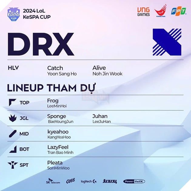 KeSPA Cup 2024: LCK Công Bố Đội Hình Chính Thức, Xạ Thủ Gốc Việt Được DRX Đưa Vào Đội Hình Ra Sân
