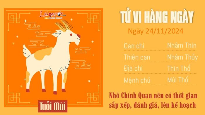 Dự báo tử vi ngày 24/11/2024 cho tuổi Mùi