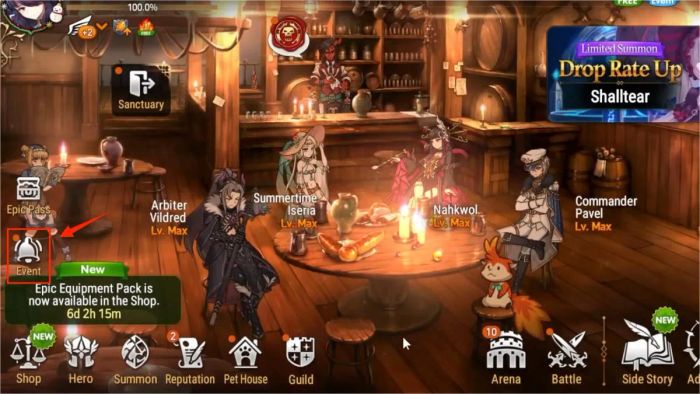 Hướng dẫn nhập mã Epic Seven - bước 1