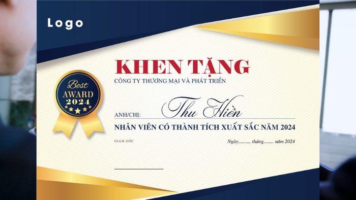 Tạo mẫu bằng khen nhân viên xuất sắc - Phiên bản 10