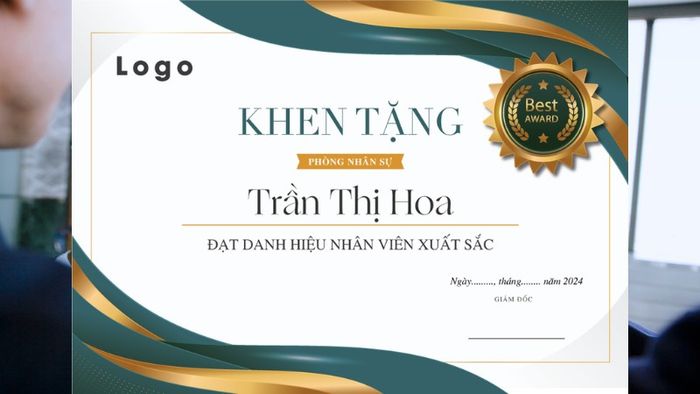 Tạo mẫu bằng khen nhân viên xuất sắc - Phiên bản 3