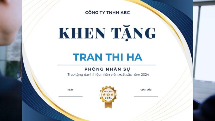 Tạo mẫu bằng khen nhân viên xuất sắc - Phiên bản 6