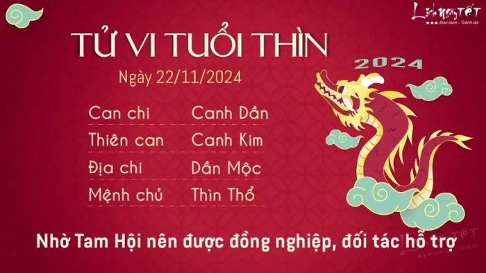 Tử vi hàng ngày 22/11/2024 của 12 con giáp - Tuổi Thìn