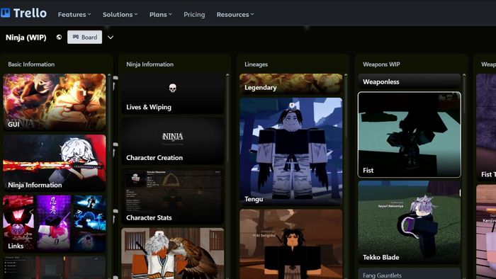 Bảng Trello Roblox NINJA