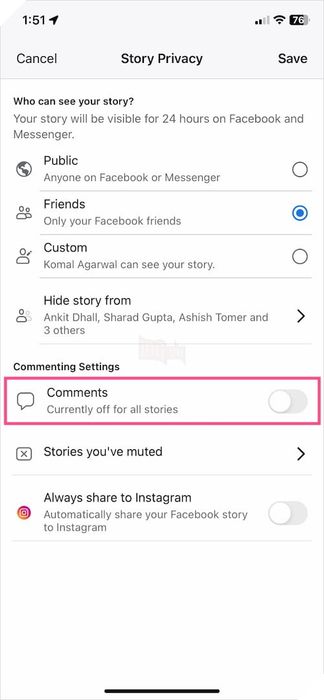 Hướng dẫn cách Bật, Tắt Bình Luận trên Tin Story Facebook và Instagram dễ dàng nhất 4