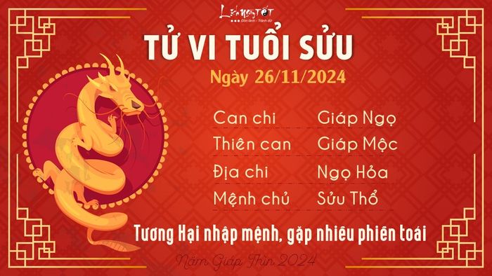 Tử vi hàng ngày 26/11/2024 - Tuổi Sửu