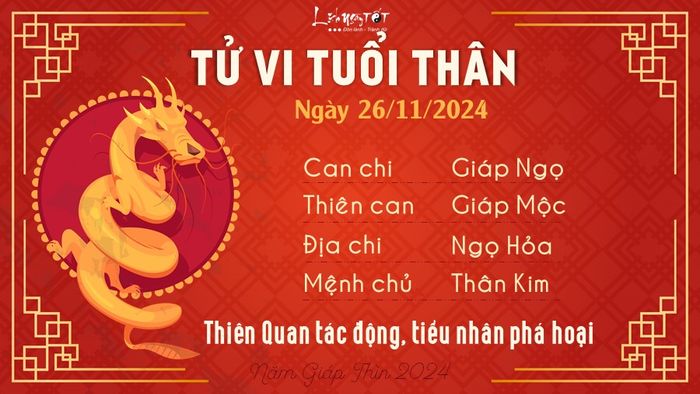 Tử vi hàng ngày 26/11/2024 - Thân
